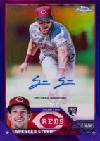 2023 Topps Chrome Update Autograph #ACSS Spencer Steer Purple Baseball Card