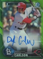 2016 Bowman Draft Chrome Draft Picks Autographs #CDADC Dylan Carlson Green Refractor Baseball Card