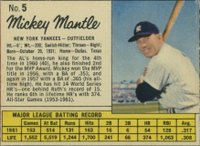 1962 Jell-O #5 Mickey Mantle Hand Cut Baseball Card