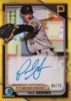 2024 Bowman Chrome Prospect Autographs #CPAPS Paul Skenes Yellow Refractor Baseball Card