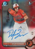 2022 Bowman Draft Chrome Draft Pick Autographs #CDADB Dylan Beavers Red Refractor Baseball Card