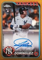 2024 Topps Chrome Rookie Autographs #RAJDZ Jasson Dominguez Gold Refractor Baseball Card