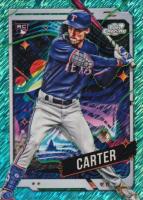 2024 Topps Chrome Cosmic #186 Evan Carter Aqua Equinox Refractor Baseball Card