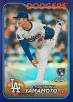 2024 Topps Chrome #18 Yoshinobu Yamamoto Purple Refractor Baseball Card