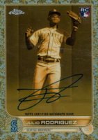 2022 Topps Gilded Collection Topps Chrome Cast in Gold Autographs #CGAJR Julio Rodriguez Baseball Card