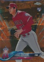 2018 Topps Chrome #150 Shohei Ohtani Red Jersey-Orange Refractor Baseball Card