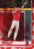2019 Topps #100 Mike Trout Leaping-Independence Day Baseball Card