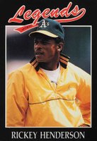 1991 Legends Magazine Insert #10 Rickey Henderson Silver Border-Hand Cut Baseball Card