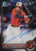 2022 Bowman Draft Chrome Draft Pick Autographs #CDAJH Jackson Holliday Black Wave Refractor 1/1 Baseball Card