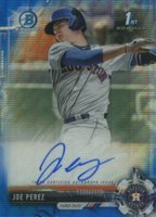 2017 Bowman Draft Chrome Draft Picks Autographs  #CDAJP Joe Perez Blue Wave Refractor Baseball Card