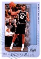 2002 Upper Deck Club Exclusive #NBA14 Tim Duncan Basketball Card