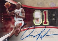 2005 Upper Deck Exquisite Collection Numbers Autograph #ENDR Dennis Rodman Basketball Card