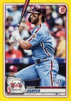 2020 Bowman #54 Bryce Harper Yellow Baseball Card
