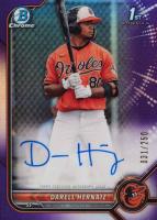 2022 Bowman Chrome Prospect Autographs #CPADHZ Darell Hernaiz Purple Refractor Baseball Card