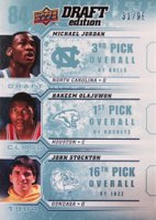 2009 Upper Deck Draft Edition Draft Class #D-84 Hakeem Olajuwon/John Stockton/Michael Jordan Blue Basketball Card