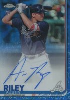 2019 Topps Chrome Rookie Autographs #RA-AR Austin Riley Blue Wave Refractor Baseball Card