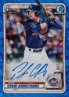 2020 Bowman Draft Chrome Draft Picks Autographs #CDAPC Pete Crow-Armstrong Blue Wave Refractor Baseball Card