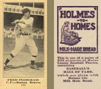 1916 Holmes for Homes Bread #168 Fred Snodgrass Baseball Card