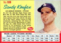 1962 Post Cereal #109b Sandy Koufax Red Lines Baseball Card