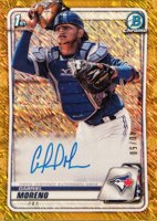 2020 Bowman Chrome Prospect Autographs #CPAGM Gabriel Moreno Gold Shimmer Baseball Card