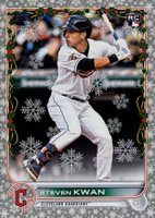 2022 Topps Holiday #HW21 Steven Kwan Metallic Baseball Card