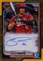2024 Bowman Chrome Rookie Autographs #CRANM Noelvi Marte Gold Refractor Baseball Card