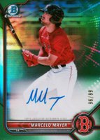2022 Bowman Chrome Prospect Autographs #CPAMMY Marcelo Mayer Green Refractor Baseball Card