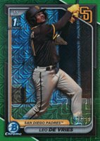 2024 Bowman Mega Box Chrome Prospects #179 Leo de Vries Green Refractor Baseball Card