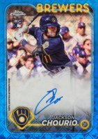 2024 Topps Chrome Logofractor Edition MLB Refractor Chrome Autographs #RCAJC Jackson Chourio Blue Refractor Baseball Card