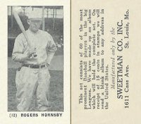 1928 Sweetman #13 Rogers Hornsby Baseball Card