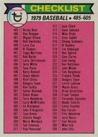 1979 Topps #602 Checklist (485-605) Baseball Card