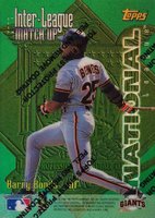 1997 Topps Inter-League Match-Up #ILM1 Barry Bonds/Mark McGwire Refractor w/Coating Baseball Card