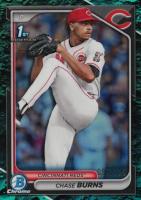 2024 Bowman Draft #BDC55 Chase Burns Chrome-Aqua Lunar Crater Refractor Baseball Card
