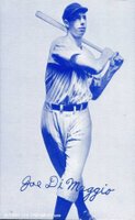 1980 Hall of Fame Exhibits # Joe DiMaggio Blue Baseball Card