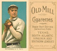 1909 White Borders Old Mill #309 Christy Mathewson White Cap Baseball Card