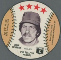1977 Detroit Caesars Discs # Mike Schmidt Baseball Card