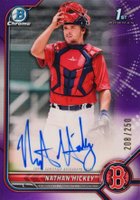 2022 Bowman Chrome Prospect Autographs #CPANH Nathan Hickey Purple Refractor Baseball Card