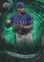 2022 Topps Chrome Black #20 Marcus Semien Green Atomic Refractor Baseball Card