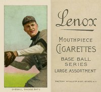 1909 White Borders Lenox-Black #374 Orval Overall Hands Waist Level Baseball Card