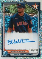 2024 Bowman Chrome Prospect Autographs #CPABM Brice Matthews Speckle Refractor Baseball Card