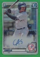2020 Bowman Chrome Prospect Autographs #CPAAC Antonio Cabello Green Refractor Baseball Card