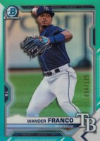 2021 Bowman Chrome Prospects #BCP240 Wander Franco Aqua Refractor Baseball Card