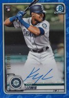 2020 Bowman Chrome Rookie Autographs #CRAKL Kyle Lewis Blue Refractor Baseball Card
