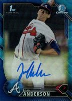 2016 Bowman Draft Chrome Draft Picks Autographs #CDAIA Ian Anderson Blue Wave Refractor Baseball Card