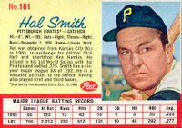 1962 Post Cereal #181 Hal Smith Baseball Card
