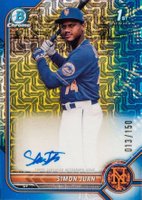 2022 Bowman Chrome Prospect Autographs #CPASJ Simon Juan Hta Choice Refractor Baseball Card