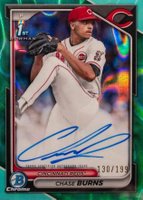 2024 Bowman Draft Chrome Prospect Autographs #CPACB Chase Burns Aqua Lava Baseball Card