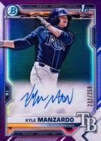 2021 Bowman Draft Chrome Draft Pick Autographs #CDAKM Kyle Manzardo Purple Refractor Baseball Card