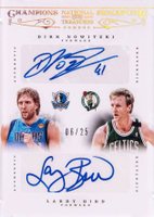 2012 Panini National Treasures Champions Signatures Combos  #12 Dirk Nowitzki/Larry Bird Basketball Card