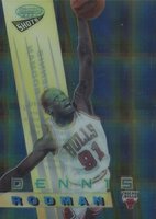 1996 Bowman's Best Shots  #BS10 Dennis Rodman Atomic Refractor Basketball Card